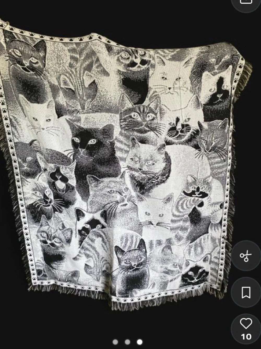 Source Unknown Black & White Cat Tapestry Throw